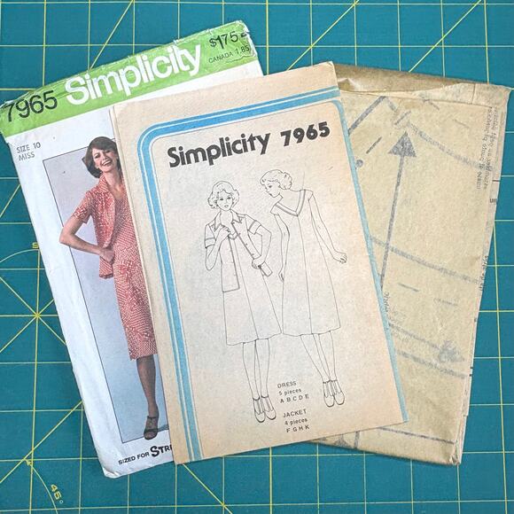 Vtg Uncut Misses Jiffy Knits Pullover Dress, Jacket Pattern Simplicity 7965 Sz10 - Picture 3 of 6